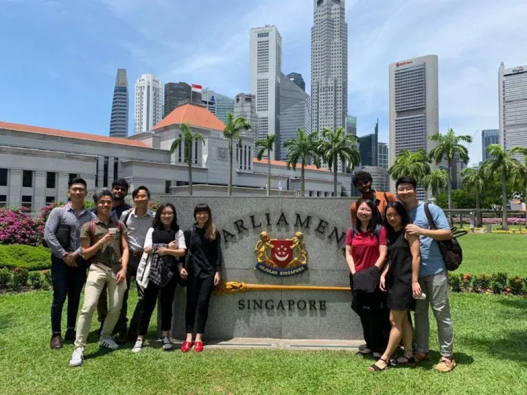 photo of CAPE members outside Singapore's Parliament